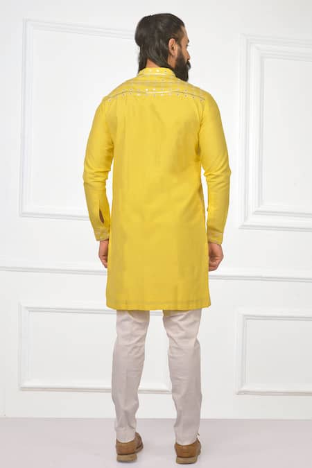 Nitesh Singh Chauhan Yellow Embroidered Kurta Set 