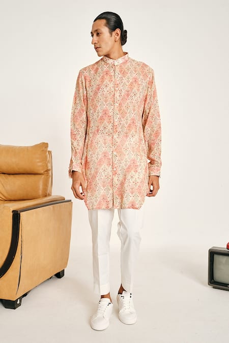 Project Bandi Beige Malai Cotton Floral Gul Print Kurta Set 