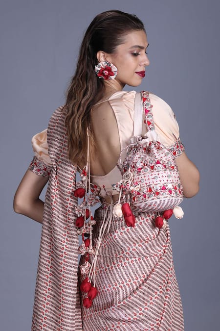 Punit Balana Silk Satin Saree with Blouse & Belt 