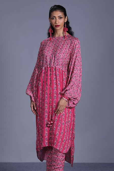 Punit Balana Floral Print High Low Tunic & Pant Set 