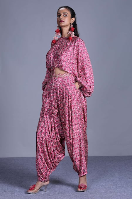 Punit Balana Printed Crop Top & Dhoti Pant Set 