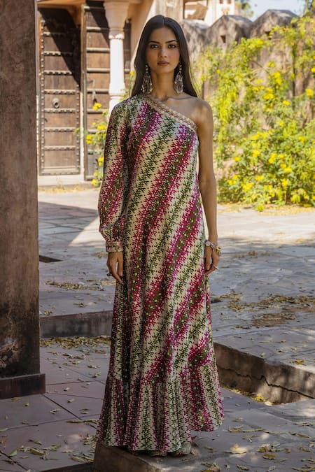 PUNIT BALANA Silk Chanderi One Shoulder Dress 