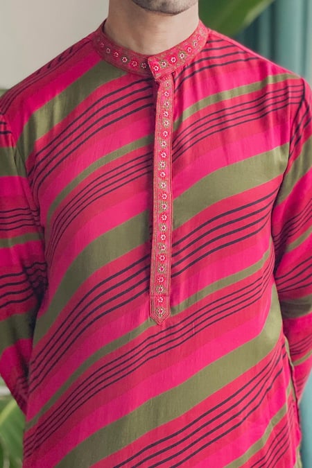 Buy_Punit Balana_Red Satin Silk Kurta And Dhoti Pant Set _Online_at_Aza_Fashions