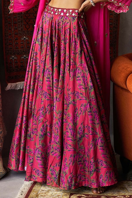 Buy_Punit Balana_Red Cape Handloom  Silk Square Neck Jacket And Lehenga Set _Online_at_Aza_Fashions