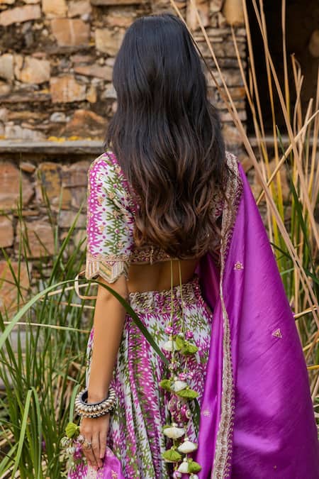 Shop Punit Balana Green Silk Chanderi Round Printed Lehenga Set at Aza Fashions Shop_Punit Balana_Green Silk Chanderi Round Printed Lehenga Set _at_Aza_Fashions