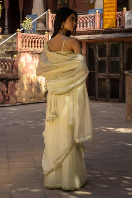 Punit Balana Organza Silk Saree with Corset Blouse 