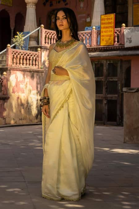 PUNIT BALANA Organza Silk Saree with Corset Blouse 