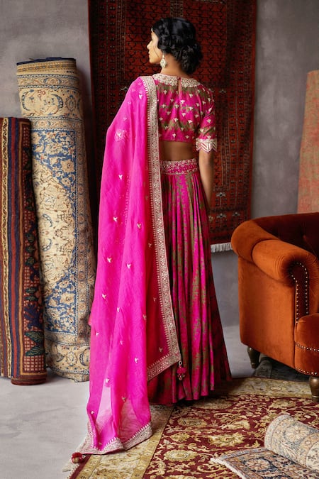 Punit Balana Silk Chanderi Bridal Lehenga Set 