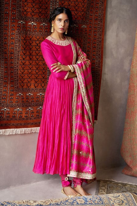 PUNIT BALANA Handloom Chanderi Anarkali Set 