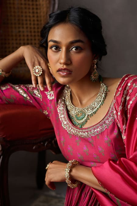 Buy Punit Balana Red Organza , Chanderi Round Anarkali Set Online at Aza Fashions Buy_Punit Balana_Red Organza , Chanderi Round Anarkali Set _Online_at_Aza_Fashions