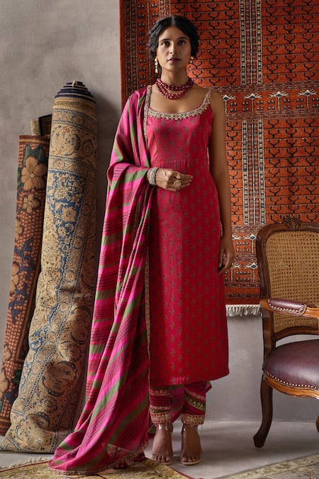 PUNIT BALANA Satin Silk Printed Kurta Set 