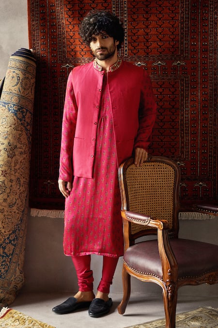 PUNIT BALANA Tussar Silk Bundi & Kurta Set 