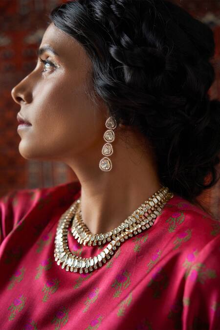 Shop_Punit Balana_Red Satin Silk Round Crop Top And Lehenga Set _Online_at_Aza_Fashions