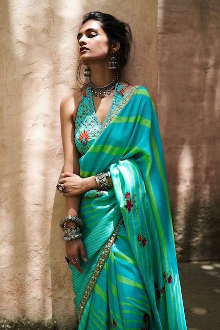 Leheriya Silk Saree – Zari Jaipur