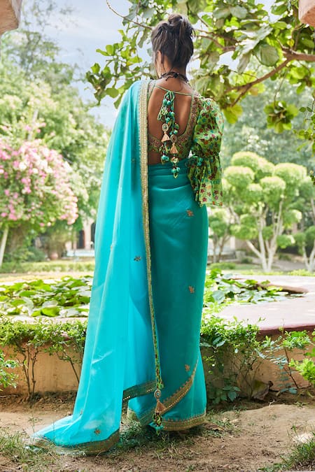 Punit Balana Silk Organza Embroidered Saree with Blouse 