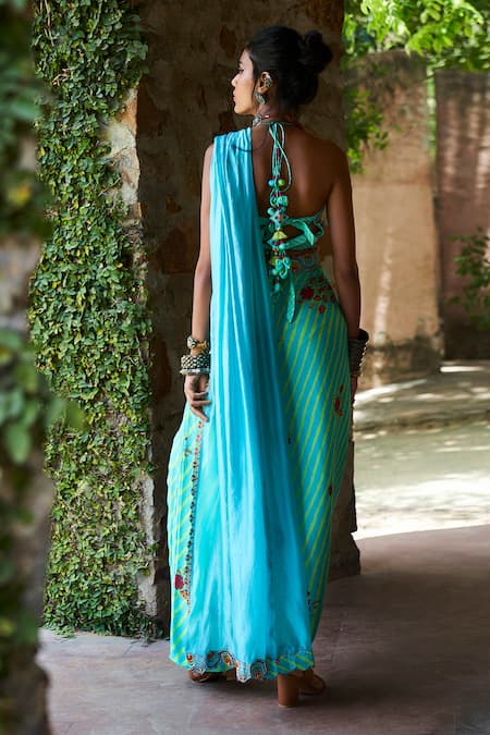 Punit Balana Printed Pre-draped Saree Set 