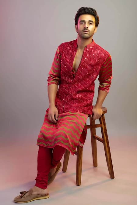 Punit Balana Chanderi Silk Jacket & Kurta Set 