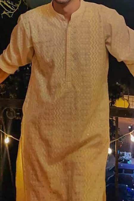 Punit Balana_White Chanderi Silk Kurta Set _Online_at_Aza_Fashions