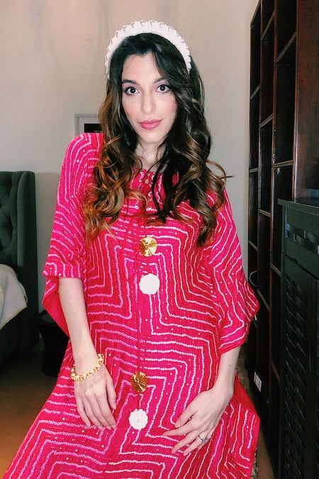 Buy Pink City By Sarika Pink Gajji Silk Bandhani Kaftan Online at Aza Fashions Buy_Pink City By Sarika_Pink Gajji Silk Bandhani Kaftan _Online_at_Aza_Fashions