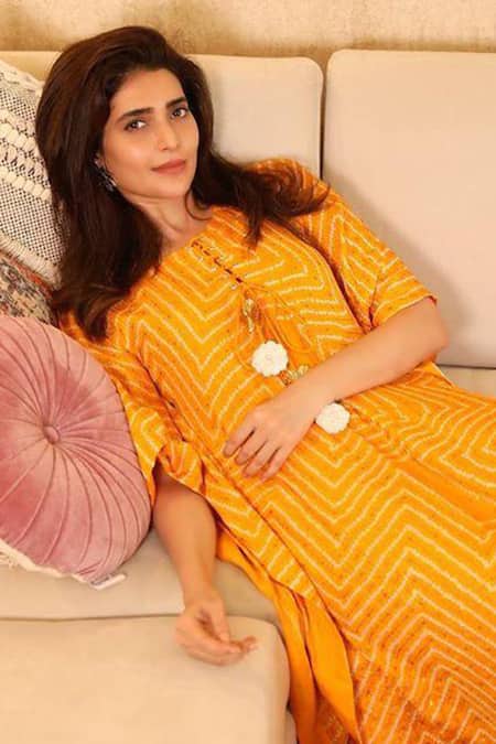 Shop Pink City By Sarika Orange Gajji Silk Bandhani Kaftan at Aza Fashions Shop_Pink City By Sarika_Orange Gajji Silk Bandhani Kaftan _at_Aza_Fashions