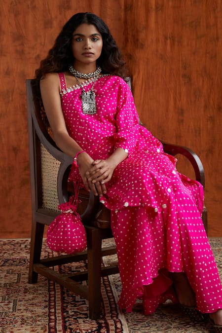 Pink City By Sarika Silk Printed Tunic & Gharara Set 
