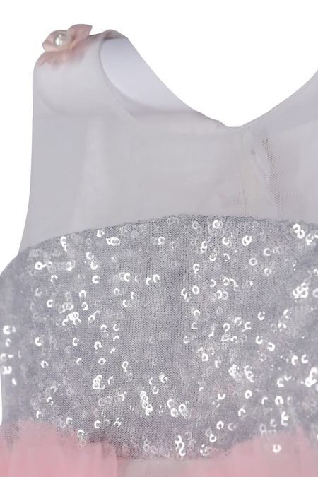 Pinkcow designs pvt ltd Multi Color Net, Lace, Crepe Sequins Silk Frill Dress Online at Aza Fashions Pinkcow designs pvt ltd_Multi Color Net, Lace, Crepe Sequins Silk Frill Dress _Online_at_Aza_Fashions