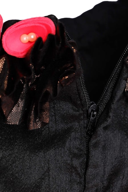 Buy_Pinkcow designs pvt ltd_Black Velvet, Net Embellished Off Shoulder Gown _Online_at_Aza_Fashions