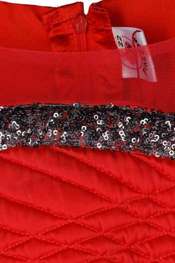 Pinkcow designs pvt ltd_Red Net Sequins Flared Gown _Online_at_Aza_Fashions