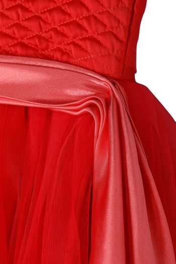 Buy_Pinkcow designs pvt ltd_Red Net Sequins Flared Gown _Online_at_Aza_Fashions