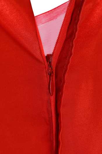 Shop_Pinkcow designs pvt ltd_Red Net Sequins Flared Gown _Online_at_Aza_Fashions