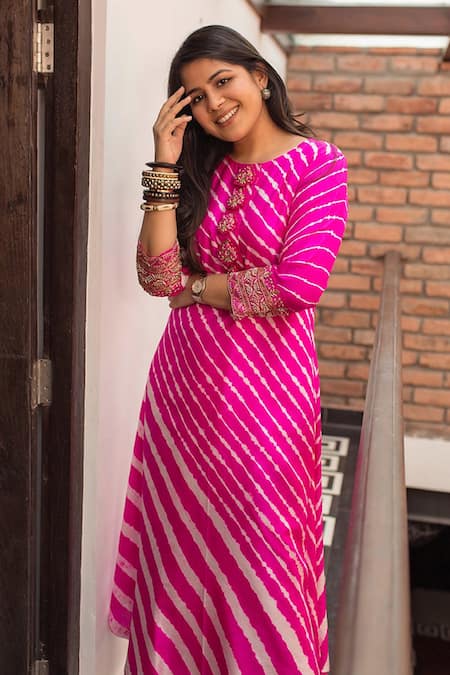 Pink City by Sarika Embroidered Silk Kurta 