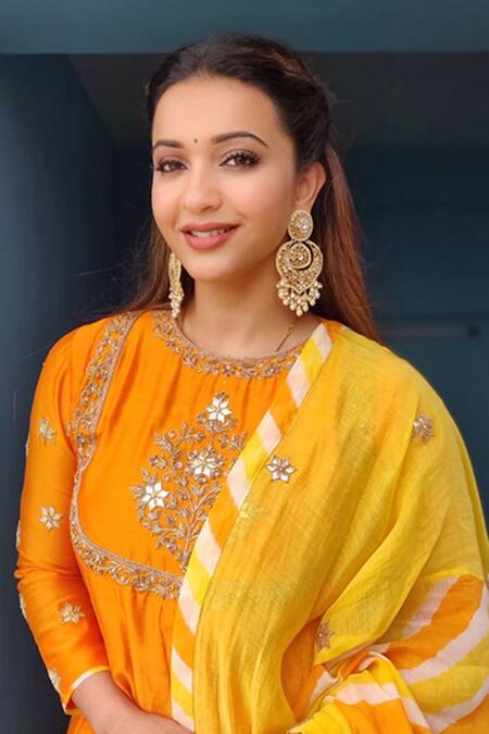 Pink City By Sarika Orange Silk Chanderi Embroidered Kurta Sharara Set at Aza Fashions Pink City By Sarika_Orange Silk Chanderi Embroidered Kurta Sharara Set _at_Aza_Fashions