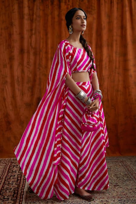 Pink City By Sarika Silk Printed Cape & Gharara Set 