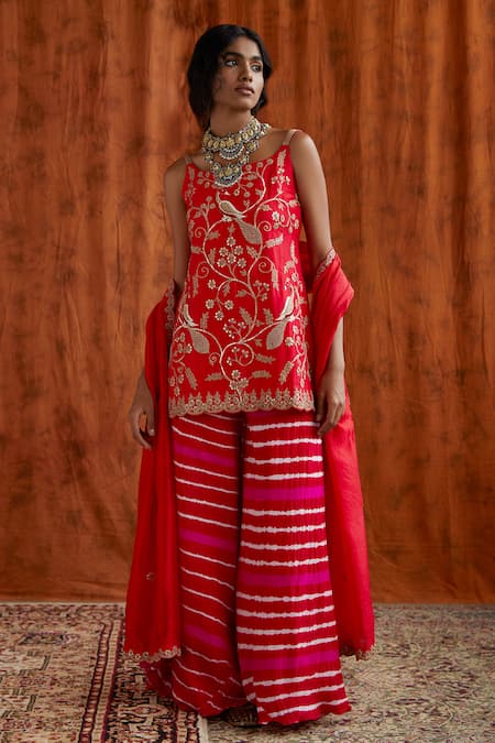 Pink City by Sarika Silk Embroidered Kurta Set  