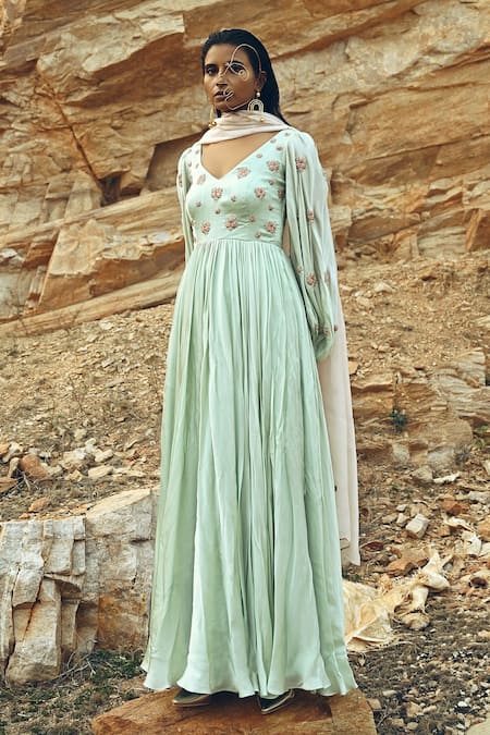 Ease Nakshi Embroidered Anarkali With Dupatta 