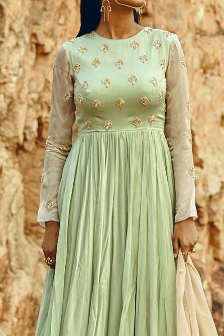 Buy EASE Green Viscose , Sarin Nakshi Embroidered Anarkali With Dupatta Online at Aza Fashions Buy_EASE_Green Viscose , Sarin Nakshi Embroidered Anarkali With Dupatta _Online_at_Aza_Fashions