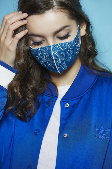 Shop_House Of Bio_Blue Printed Unisex Face Mask Single Pc_Online_at_Aza_Fashions