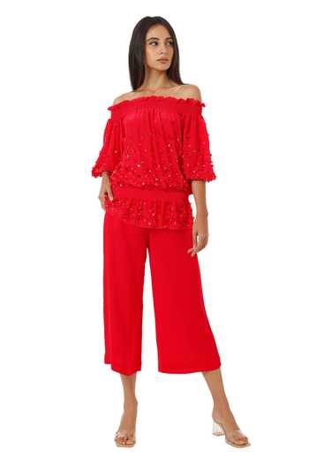 Buy_Gaya_Pink Viscose Sequin Off Shoulder Top_Online_at_Aza_Fashions