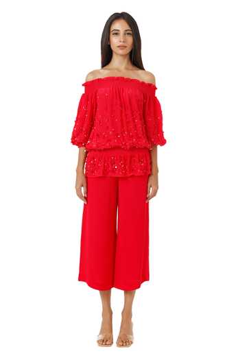 Shop_Gaya_Pink Viscose Sequin Off Shoulder Top_Online_at_Aza_Fashions