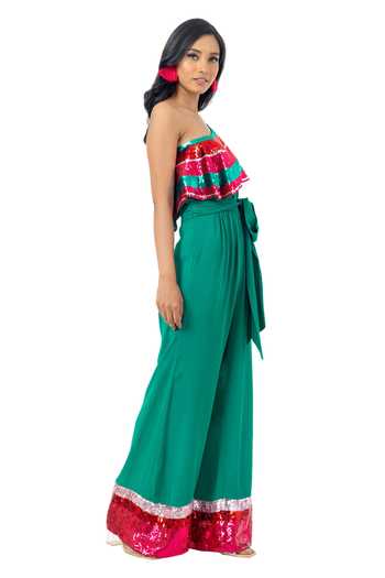 Buy_Gaya_Green Viscose Double Georgette One Shoulder Jumpsuit_Online_at_Aza_Fashions