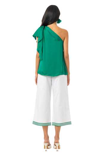 Shop Gaya Green Viscose One Shoulder Top at Aza Fashions Shop_Gaya_Green Viscose One Shoulder Top_at_Aza_Fashions
