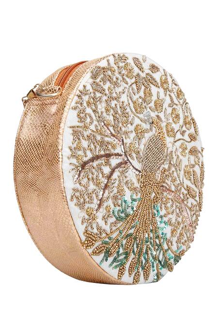 The Purple Sack_White Embroidery Hand Sling Bag _Online_at_Aza_Fashions