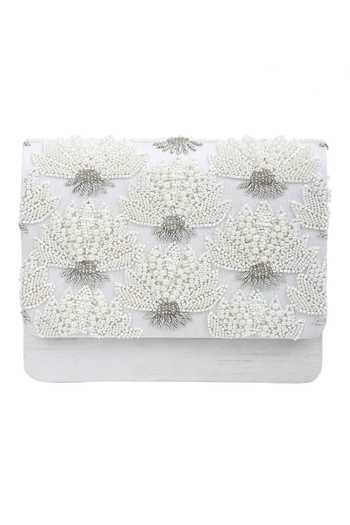 The Purple Sack_White Embroidery Flap Clutch With Sling _Online_at_Aza_Fashions