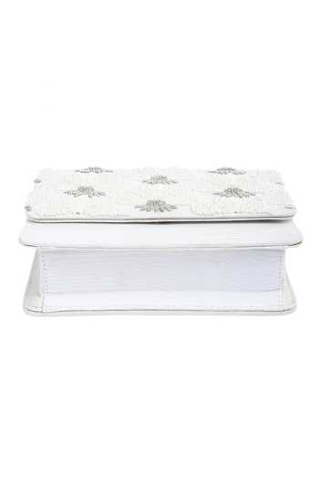 Shop_The Purple Sack_White Embroidery Flap Clutch With Sling _Online_at_Aza_Fashions