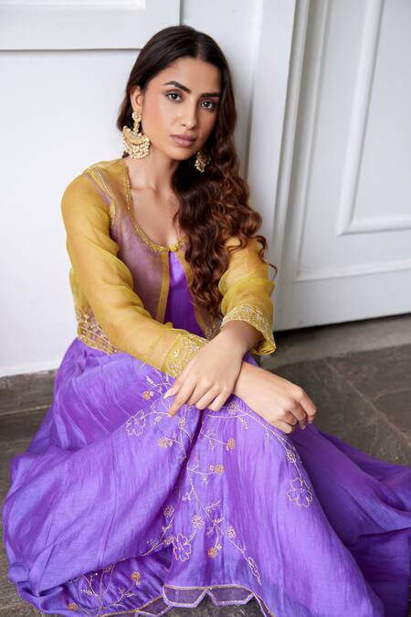 Buy Label Nimbus Purple Anarkali Chanderi Churidar Lycra Jacket Organza Embroidery And Set Online at Aza Fashions Buy_Label Nimbus_Purple Anarkali Chanderi Churidar Lycra Jacket Organza Embroidery And Set _Online_at_Aza_Fashions