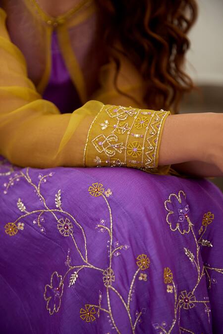 Label Nimbus Purple Anarkali Chanderi Churidar Lycra Jacket Organza Embroidery And Set at Aza Fashions Label Nimbus_Purple Anarkali Chanderi Churidar Lycra Jacket Organza Embroidery And Set _at_Aza_Fashions