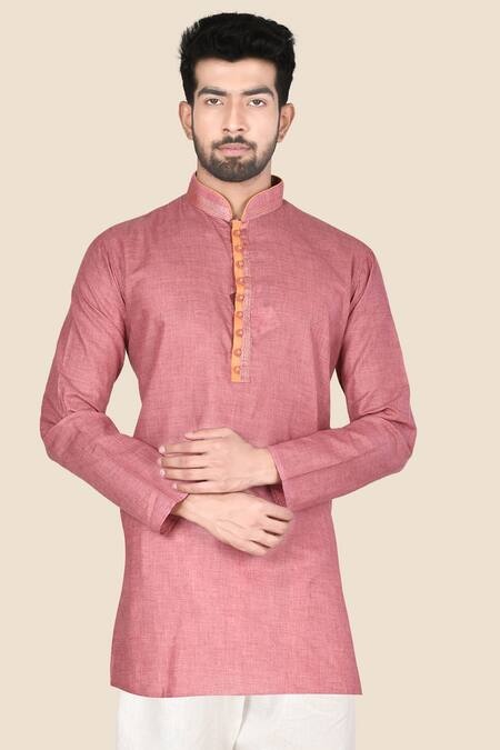 Buy_Aryavir Malhotra_Pink Kurta And Churidar Cotton Linen Set_Online_at_Aza_Fashions