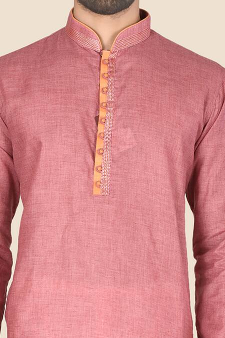 Aryavir Malhotra_Pink Kurta And Churidar Cotton Linen Set_at_Aza_Fashions