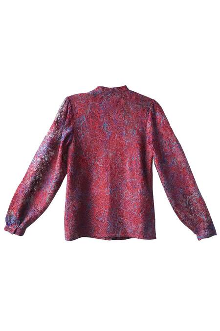 Dash And Dot_Multi Color 100% Silko Overrun Thread Work Collared Neck Shirt _Online_at_Aza_Fashions