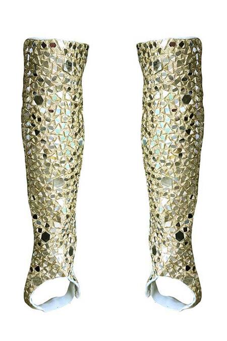 Dash And Dot Gold Mirrors, Applique Work Legwarmers Online at Aza Fashions Dash And Dot_Gold Mirrors, Applique Work Legwarmers _Online_at_Aza_Fashions